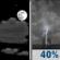 Tonight: A chance of showers and thunderstorms between 1am and 5am. Partly cloudy, with a low around 67. South wind around 2 mph. Chance of precipitation is 40%. New rainfall amounts between a tenth and quarter of an inch possible. Tonight: Partly Cloudy then Chance Showers And Thunderstorms