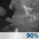 Wednesday Night: A slight chance of showers and thunderstorms before 8pm, then showers and thunderstorms. Mostly cloudy, with a low around 57. Chance of precipitation is 90%. Wednesday Night: Slight Chance Showers And Thunderstorms then Showers And Thunderstorms